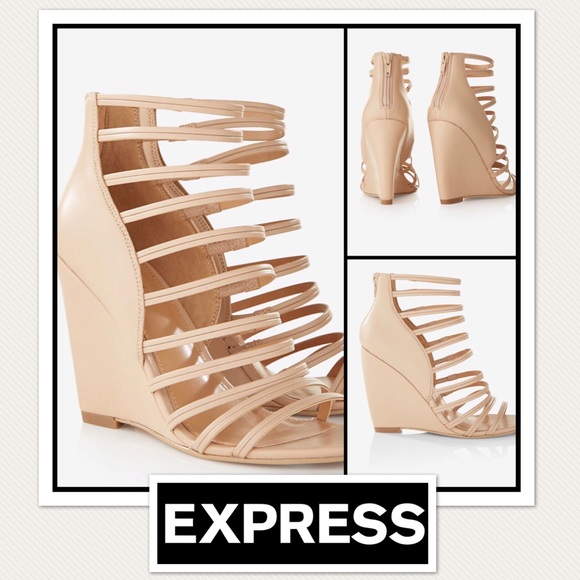 nude strappy wedge